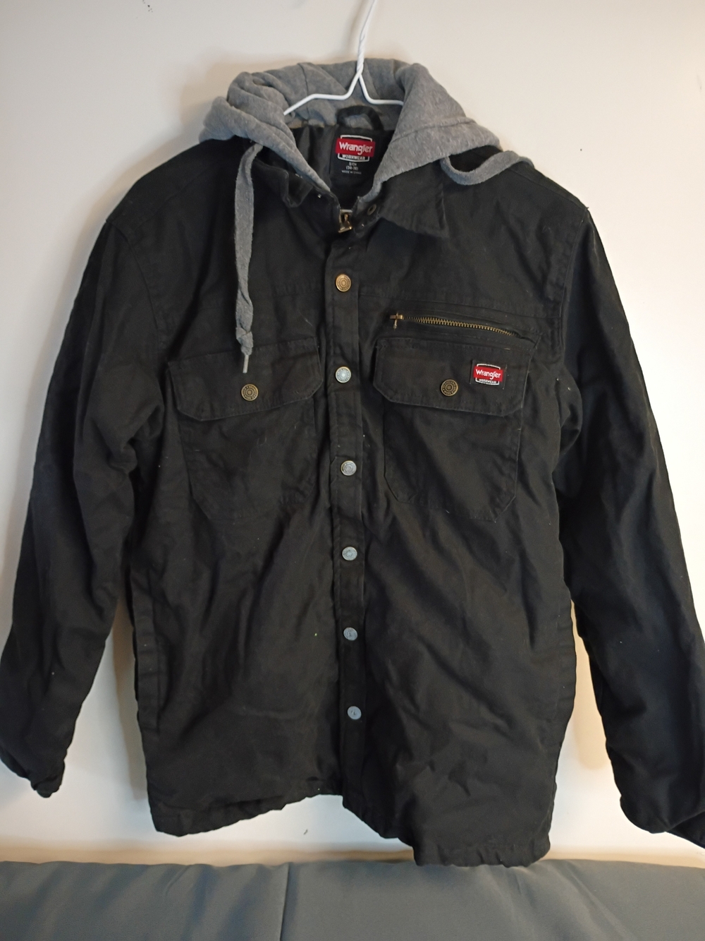 Wrangler Black Work Jacket with Gray Hood